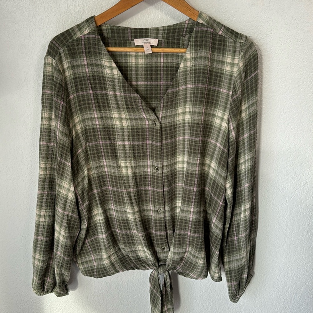 Como Vintage Green‎ Plaid Top
